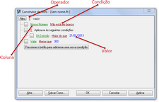 Construtor de filtros da grade