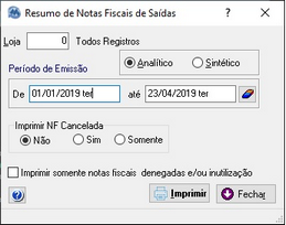 Configuração do relatório