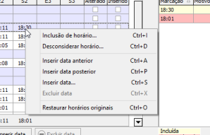 Manutenção de marcações - ajustar horário