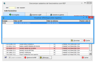 Sincronizar funcionários - corrigir diferenças