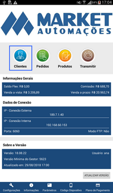 Botão Clientes na tela inicial do aplicativo