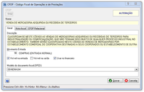 Cadastro de CFOP