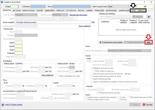 Manutenção de produto para realizar integração com a Simplus