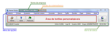 Menu principal - identificação das áreas