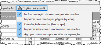 Opções de impressão