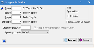 Listagem de receitas